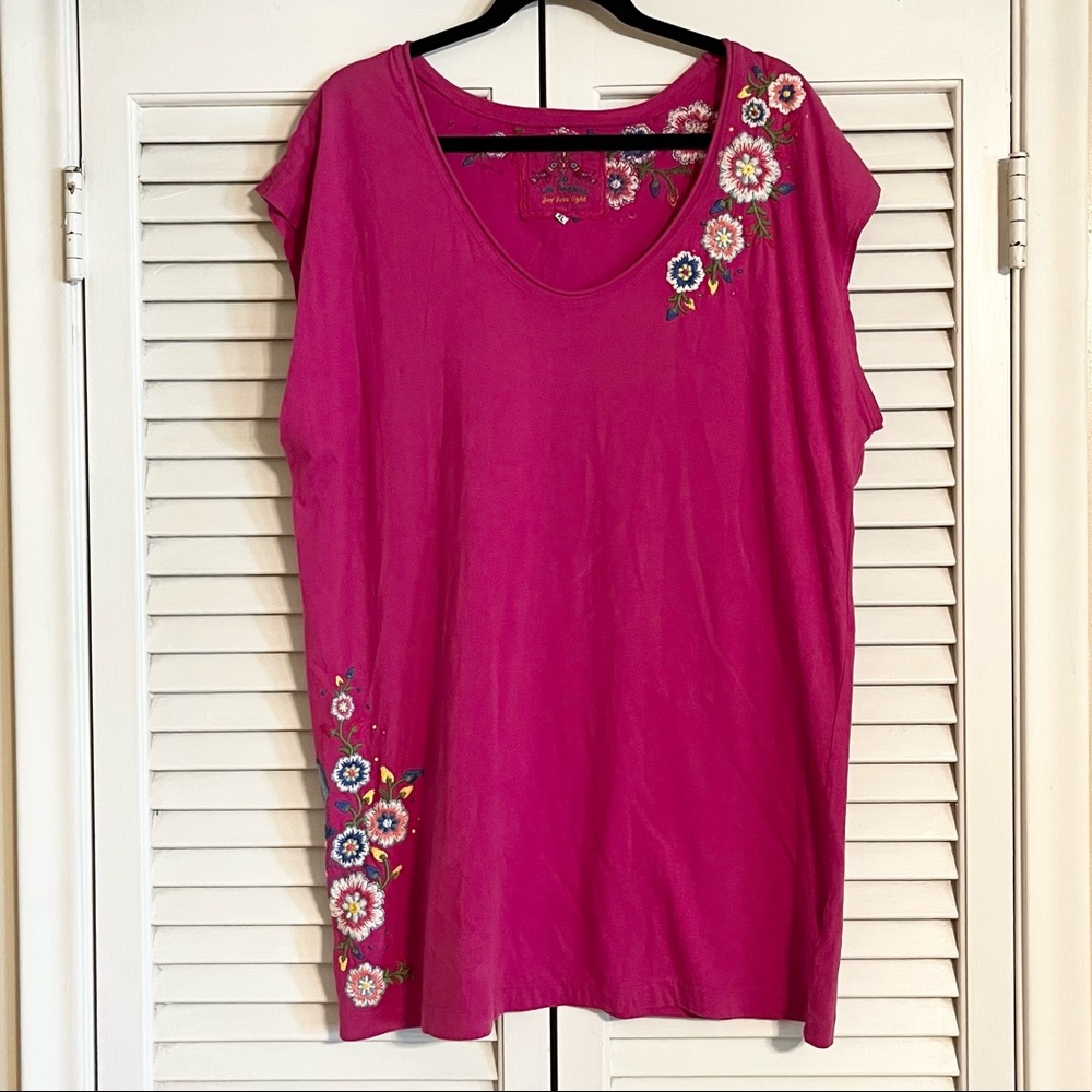 Johnny Was Hot Pink Embroidered Tunic